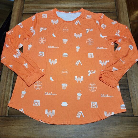 Whataburger LS Orange Pajama Top "Fries & Jalapenos" - Size XL - Picture 1 of 5